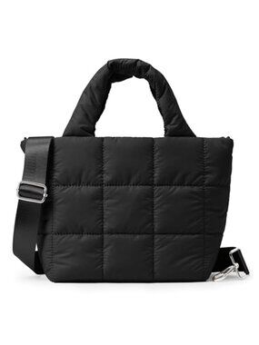 Quilted Puffer Tote Bag Crossbody for Women Lightweight Waterproof Nylon